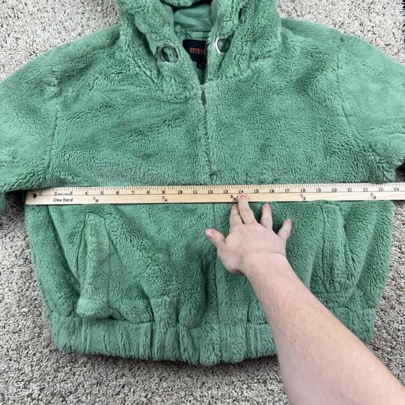 Ambience Outerwear Women's Green Faux Fur Fluffy Soft Jacket size L Full Zip - Picture 7 of 9